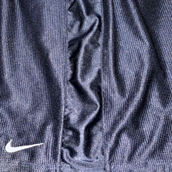 Nike 90s Vintage Basketball Shorts Dazzle Silky Glanz Shiny Navy Blue Nylon - Picture 7 of 8